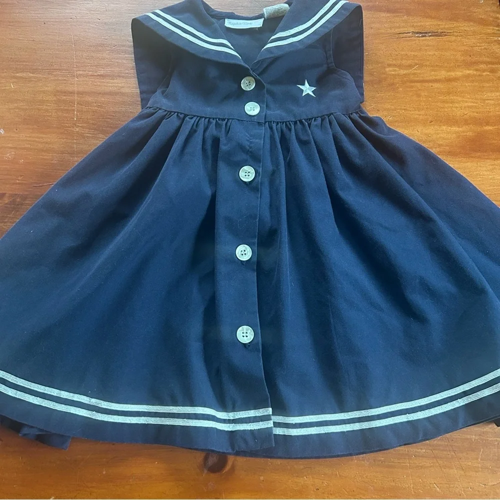 Sophie Rose Vintage Navy Sailor Dress Girls Toddler Size 2T Nautical Outfit